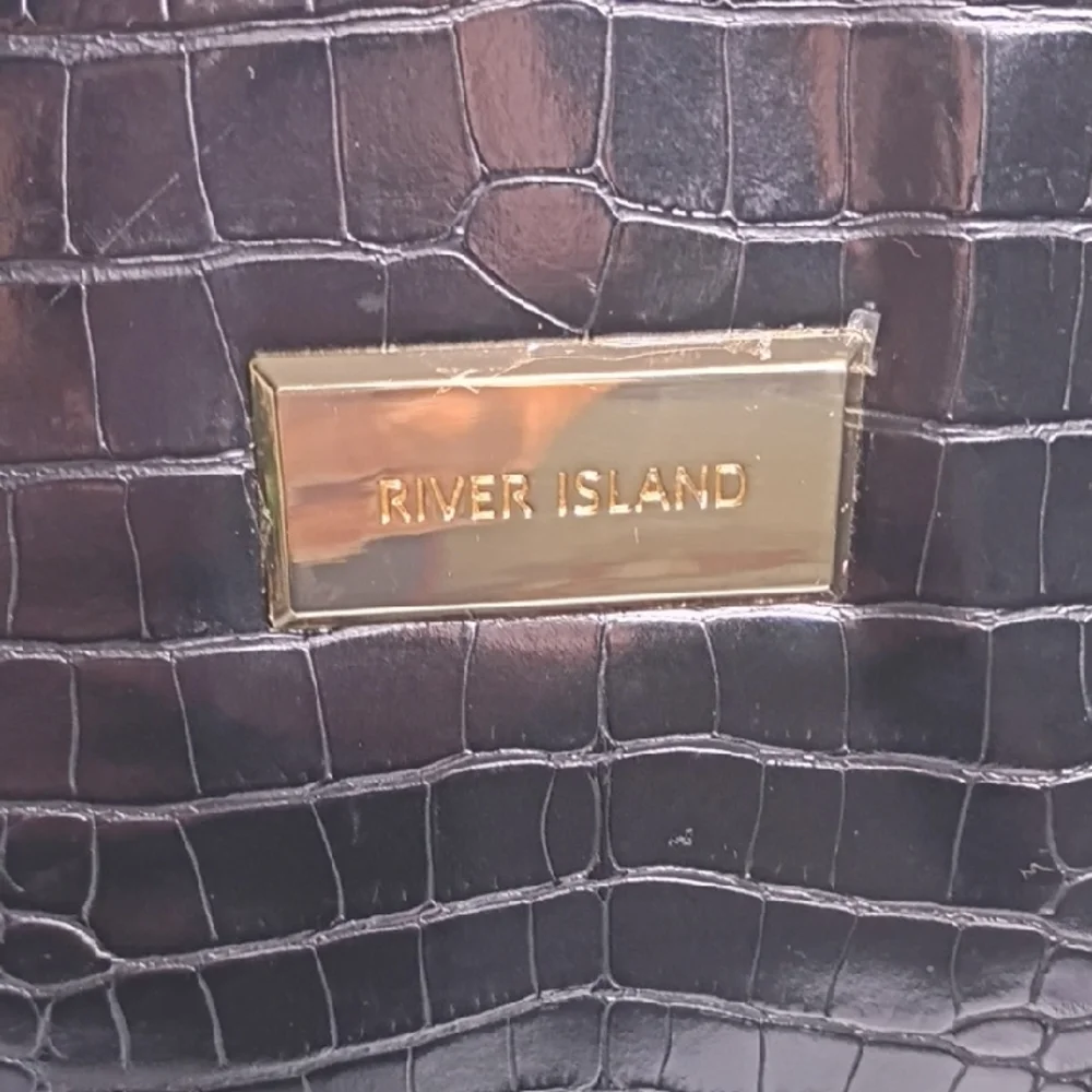 River Island Black Croc-Embossed Backpack with‎ Gold Details